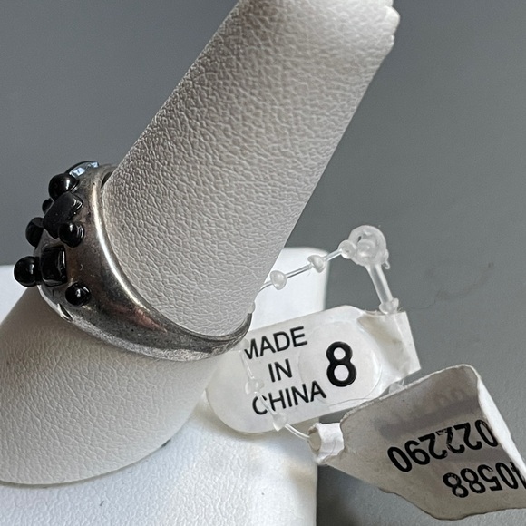 Free People Silver Tone Onyx Dome Ring, Size 8, NWT - Picture 7 of 13